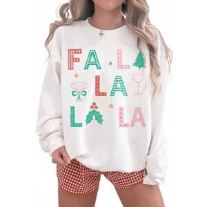 NEW WKNDR fa la la la la crewneck sweatshirt in white multi